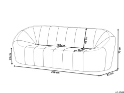 3 Seater Boucle Fabric Sofa White Lomma