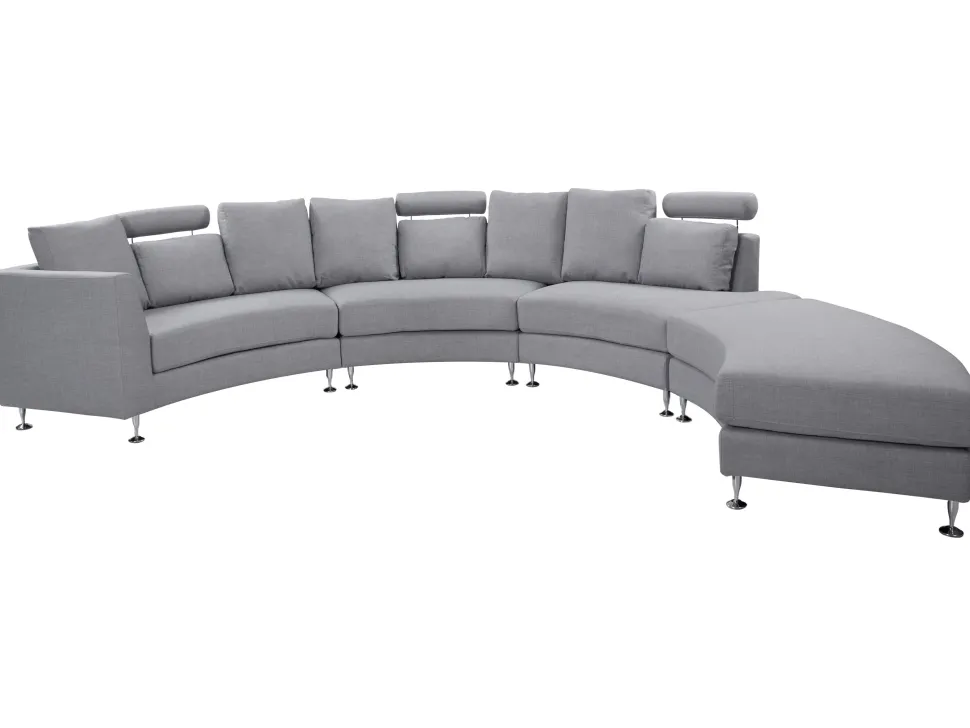 7 Seater Curved Fabric Modular Sofa Light Grey Rotunde