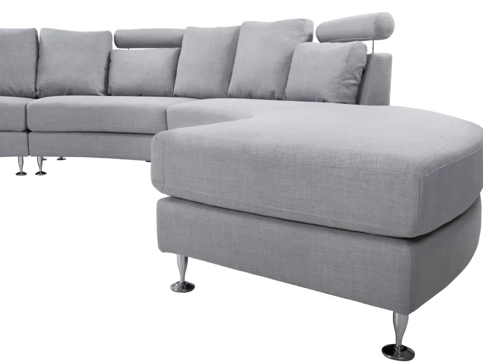 7 Seater Curved Fabric Modular Sofa Light Grey Rotunde