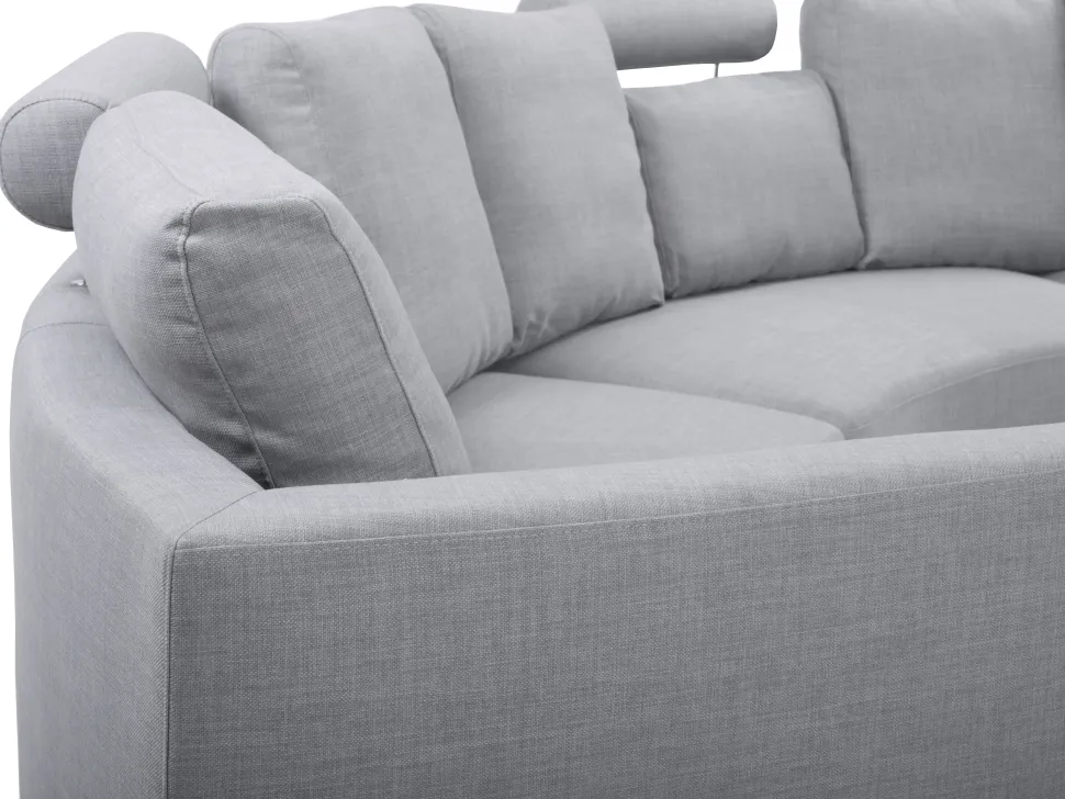 7 Seater Curved Fabric Modular Sofa Light Grey Rotunde