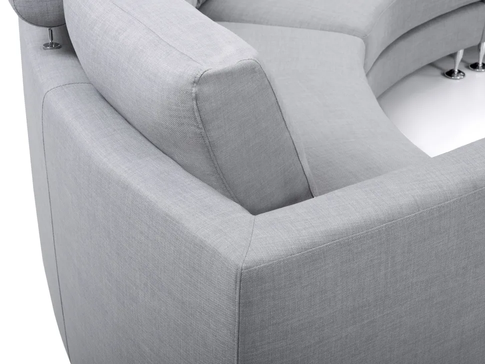 7 Seater Curved Fabric Modular Sofa Light Grey Rotunde