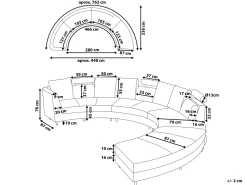 7 Seater Curved Fabric Modular Sofa Light Grey Rotunde