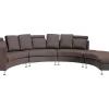 7 Seater Curved Leather Modular Sofa Brown Rotunde