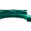 7 Seater Curved Modular Velvet Sofa Dark Green Rotunde