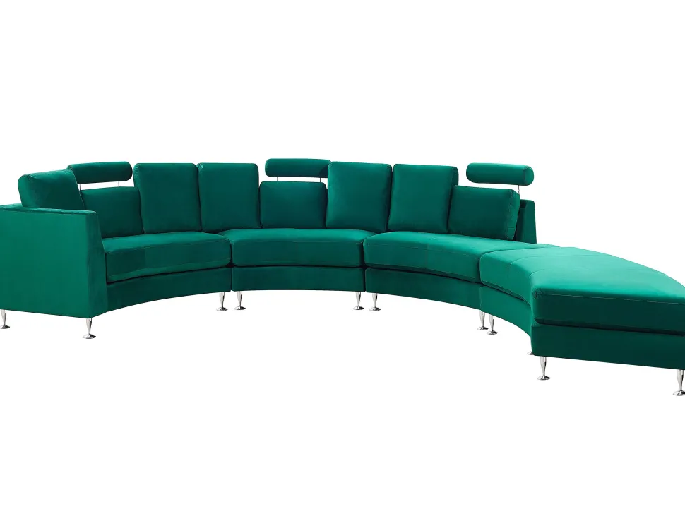 7 Seater Curved Modular Velvet Sofa Dark Green Rotunde