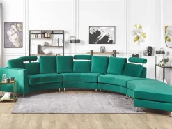7 Seater Curved Modular Velvet Sofa Dark Green Rotunde