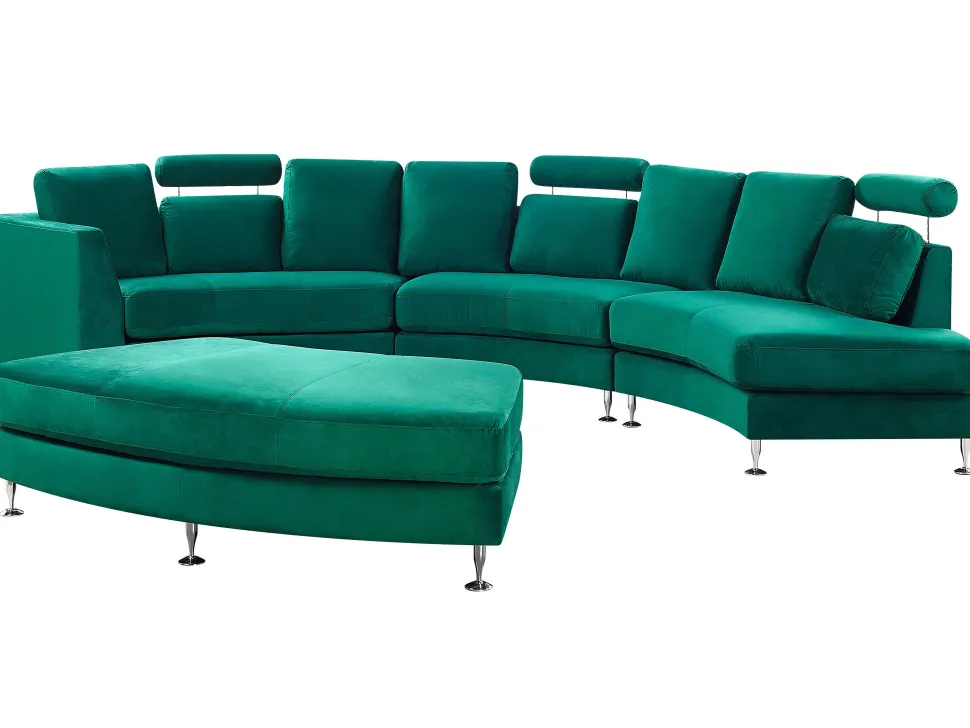 7 Seater Curved Modular Velvet Sofa Dark Green Rotunde