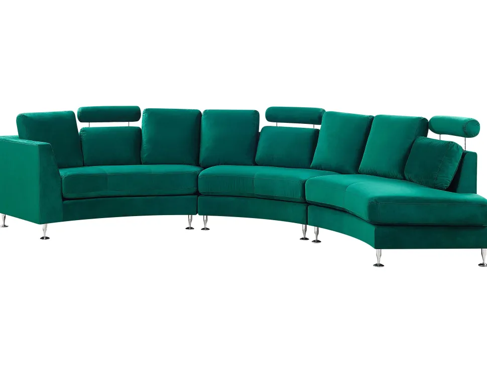 7 Seater Curved Modular Velvet Sofa Dark Green Rotunde