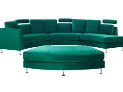 7 Seater Curved Modular Velvet Sofa Dark Green Rotunde
