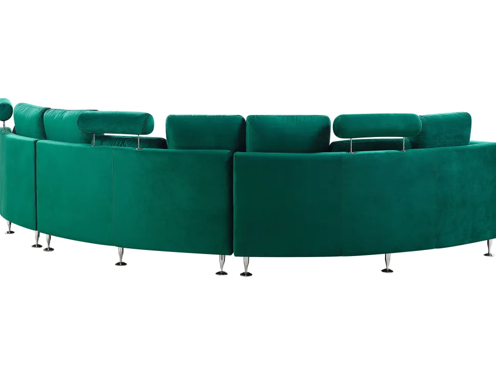 7 Seater Curved Modular Velvet Sofa Dark Green Rotunde