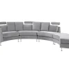 7 Seater Curved Modular Velvet Sofa Light Grey Rotunde