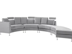 7 Seater Curved Modular Velvet Sofa Light Grey Rotunde