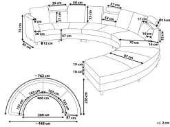 7 Seater Curved Modular Velvet Sofa Light Grey Rotunde