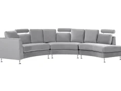 7 Seater Curved Modular Velvet Sofa Light Grey Rotunde
