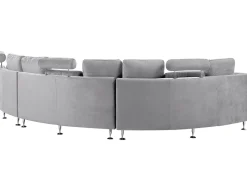 7 Seater Curved Modular Velvet Sofa Light Grey Rotunde