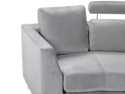 7 Seater Curved Modular Velvet Sofa Light Grey Rotunde