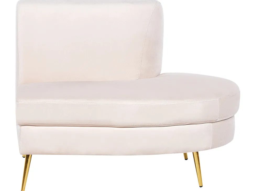 4 Seater Curved Velvet Sofa Beige Moss