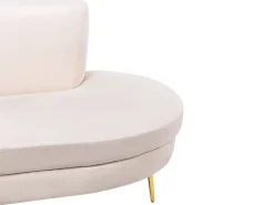 4 Seater Curved Velvet Sofa Beige Moss