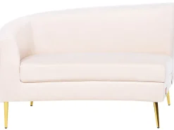 4 Seater Curved Velvet Sofa Beige Moss