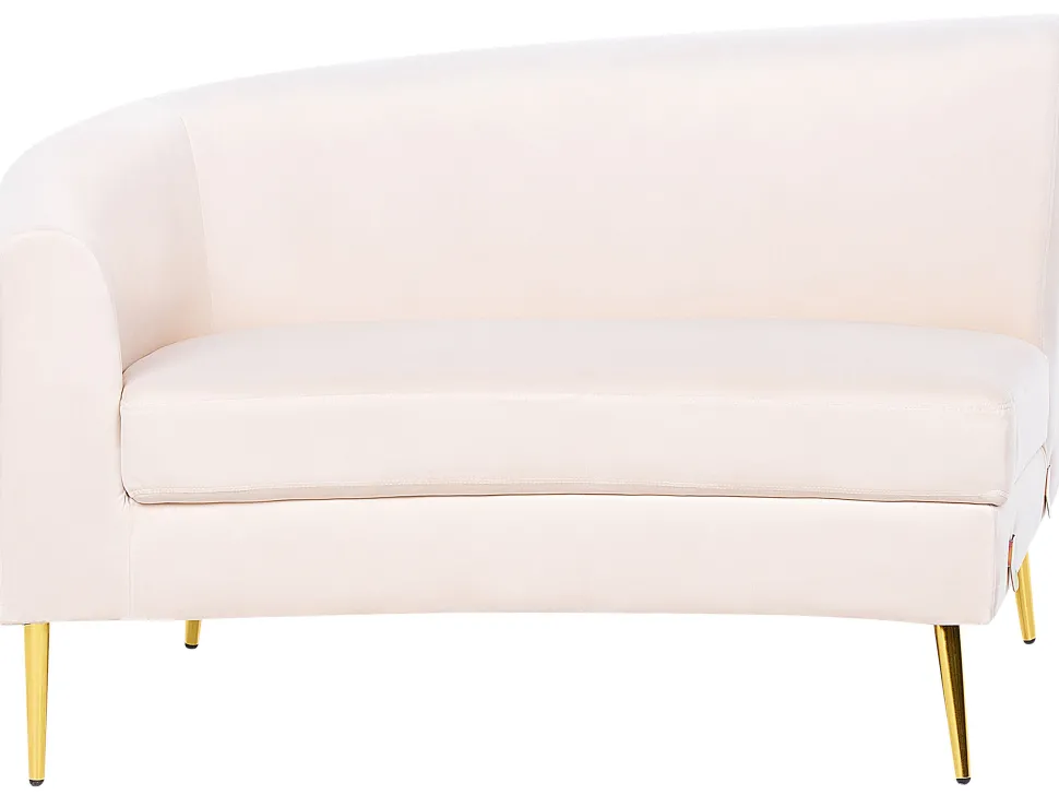 4 Seater Curved Velvet Sofa Beige Moss
