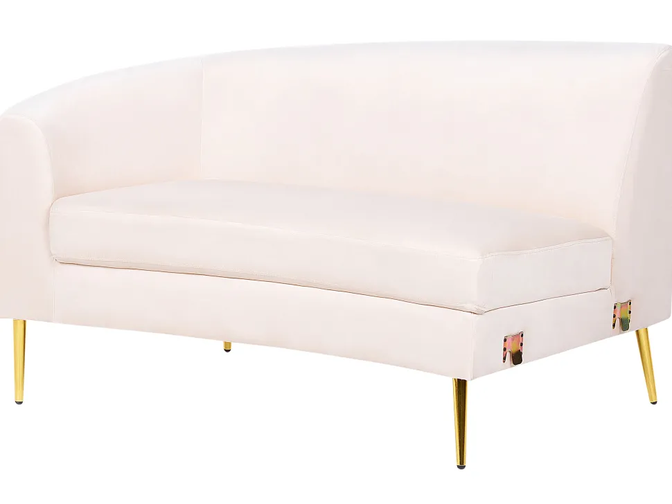 4 Seater Curved Velvet Sofa Beige Moss