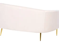 4 Seater Curved Velvet Sofa Beige Moss