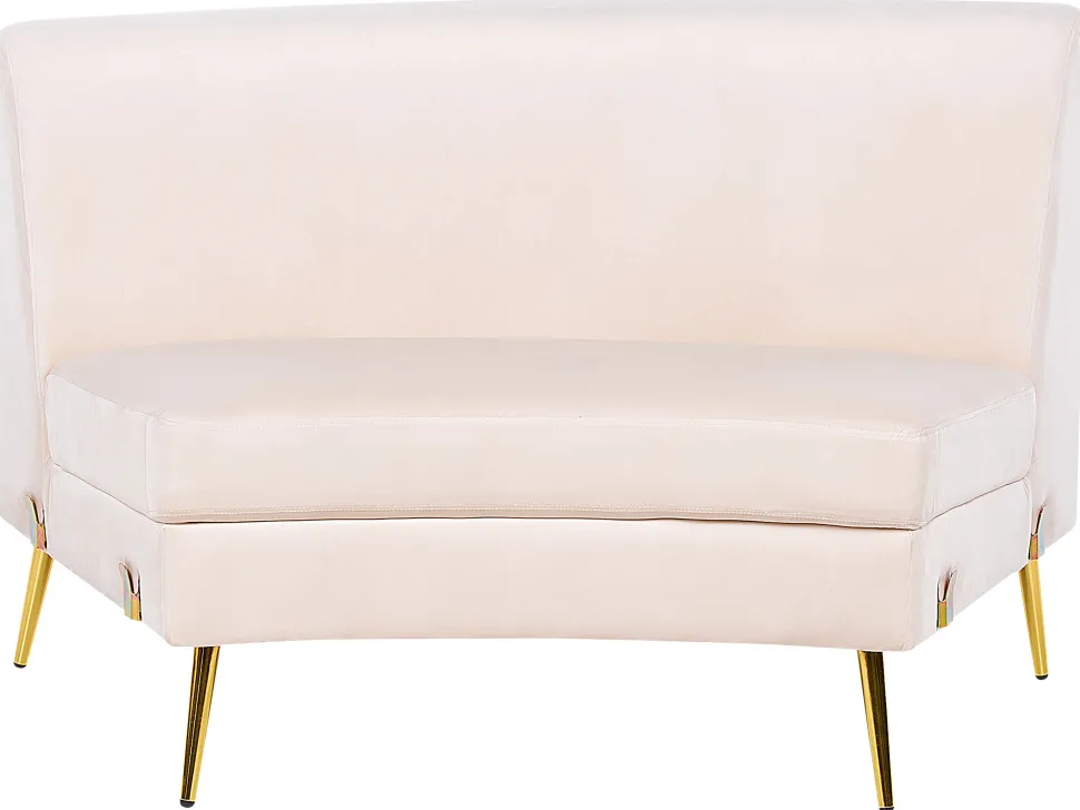 4 Seater Curved Velvet Sofa Beige Moss
