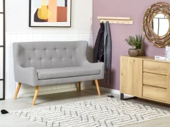 2 Seater Fabric Kitchen Sofa Light Grey Skibby