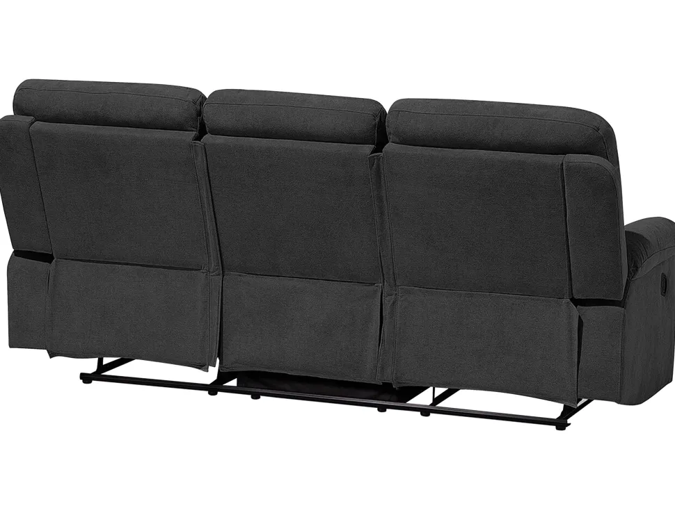 3 Seater Fabric Manual Recliner Sofa Grey Bergen