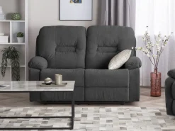 2 Seater Fabric Manual Recliner Sofa Grey Bergen