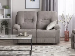 2 Seater Fabric Manual Recliner Sofa Taupe Beige Bergen
