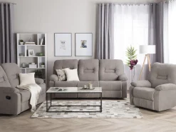 2 Seater Fabric Manual Recliner Sofa Taupe Beige Bergen
