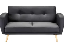 2 Seater Fabric Sofa Bed Black Florli
