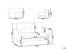 2 Seater Fabric Sofa Bed Black Florli