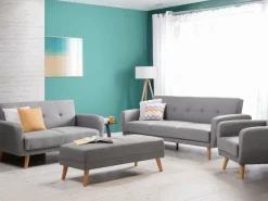 3 Seater Fabric Sofa Bed Grey Florli