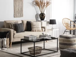 2 Seater Fabric Sofa Beige Kalmar