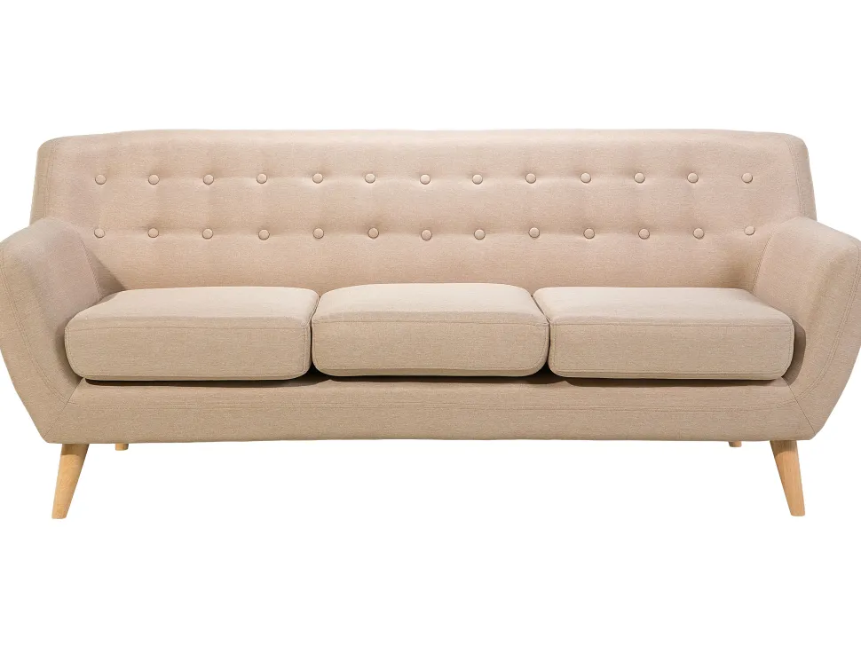 3 Seater Fabric Sofa Beige Motala