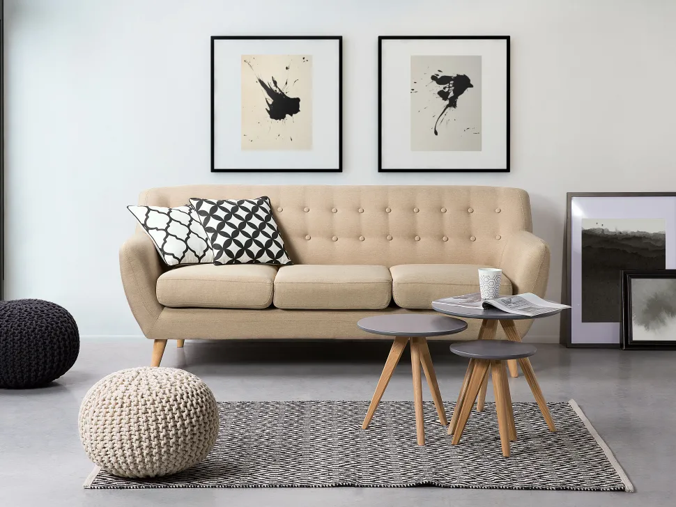 3 Seater Fabric Sofa Beige Motala