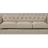 3 Seater Fabric Sofa Beige Chesterfield Big