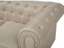 3 Seater Fabric Sofa Beige Chesterfield Big
