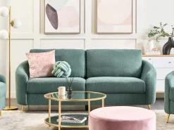 3 Seater Fabric Sofa Green Trosa