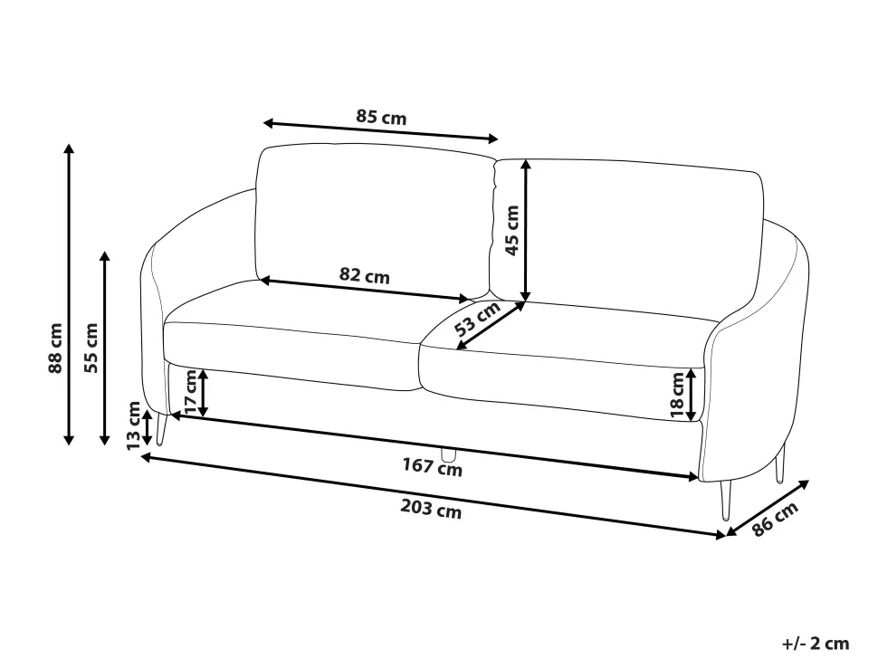 3 Seater Fabric Sofa Green Trosa