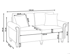 2 Seater Fabric Sofa Grey Otra