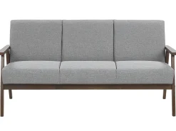 3 Seater Fabric Sofa Grey Asnes