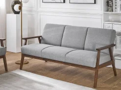 3 Seater Fabric Sofa Grey Asnes