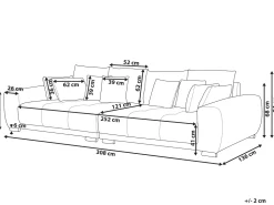 4 Seater Fabric Sofa Grey Torpo