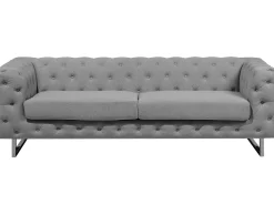 3 Seater Fabric Sofa Grey Vissland