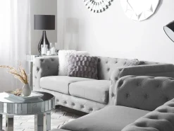 3 Seater Fabric Sofa Grey Vissland