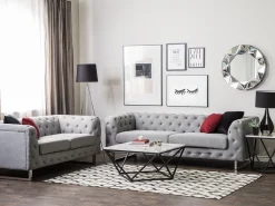 2 Seater Fabric Sofa Grey Vissland