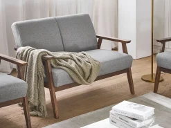 2 Seater Fabric Sofa Grey Asnes
